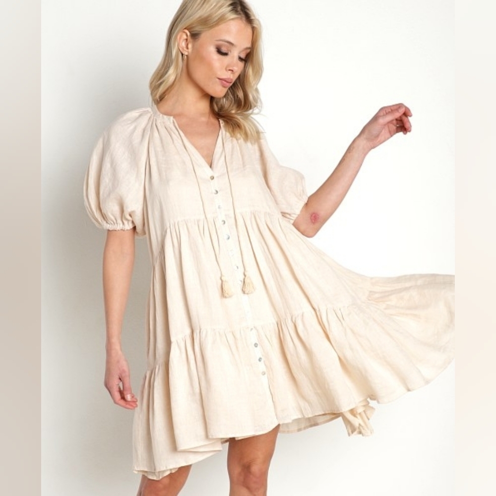 Spell & The Gypsy Collective Sunday Linen Mini Almond Dress